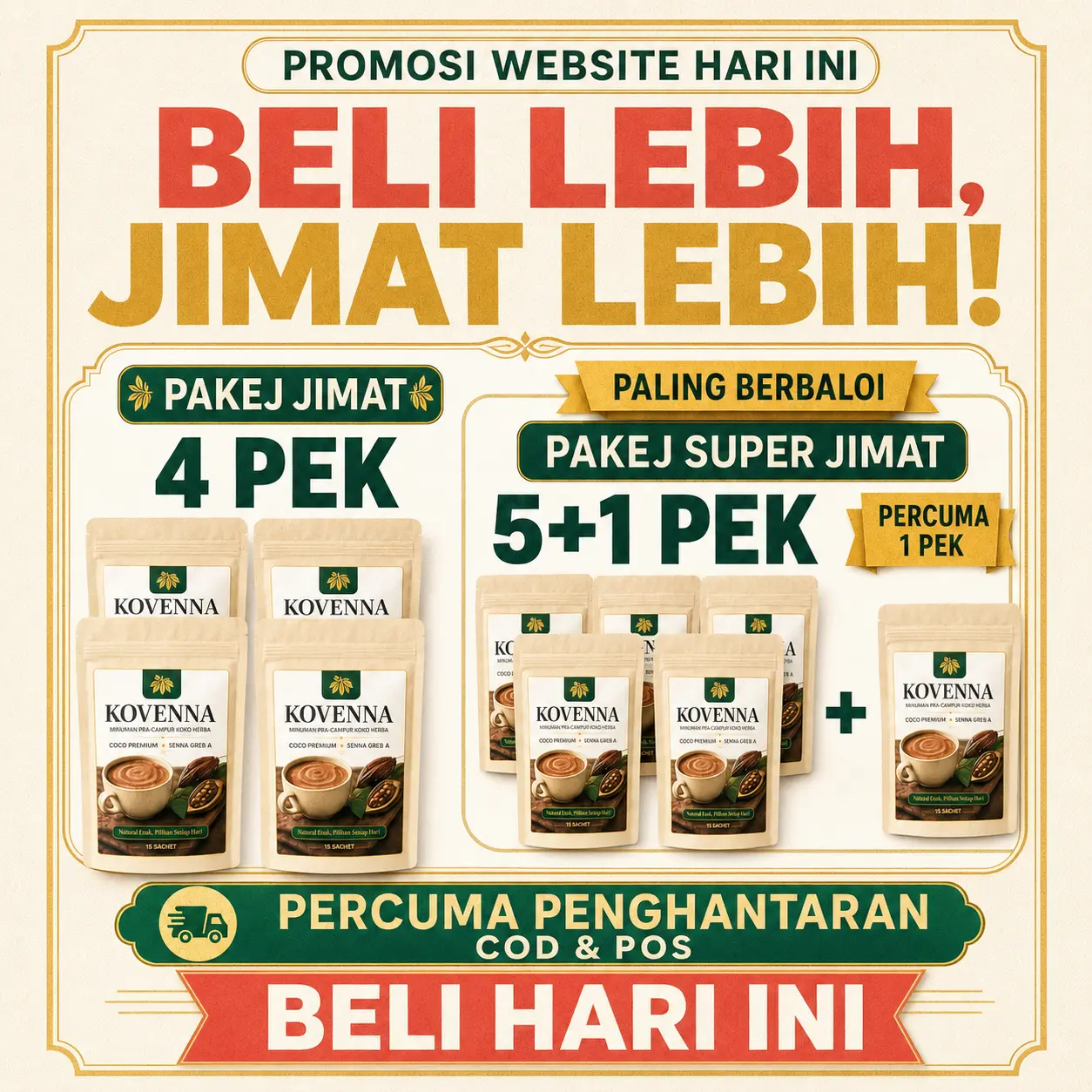 Pek Kovenna Coco Premium dan Senna Gred A